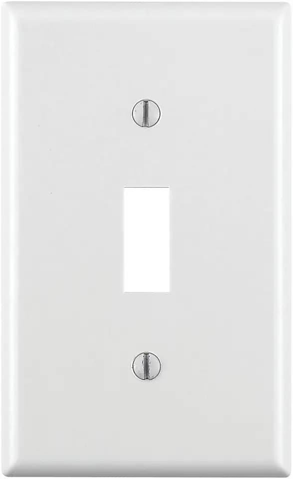 Leviton 1-Gang Toggle Device Switch Wallplate, Standard Size, Thermoset, Device Mount, 88001, White