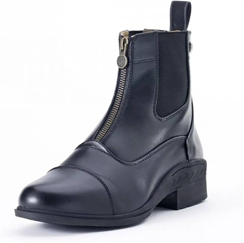 Ovation Women's Lightweight Stylish Equestrian Horse Riding Ankle Length Synthetic Vega Leather Quantum Zip Paddock Boots
