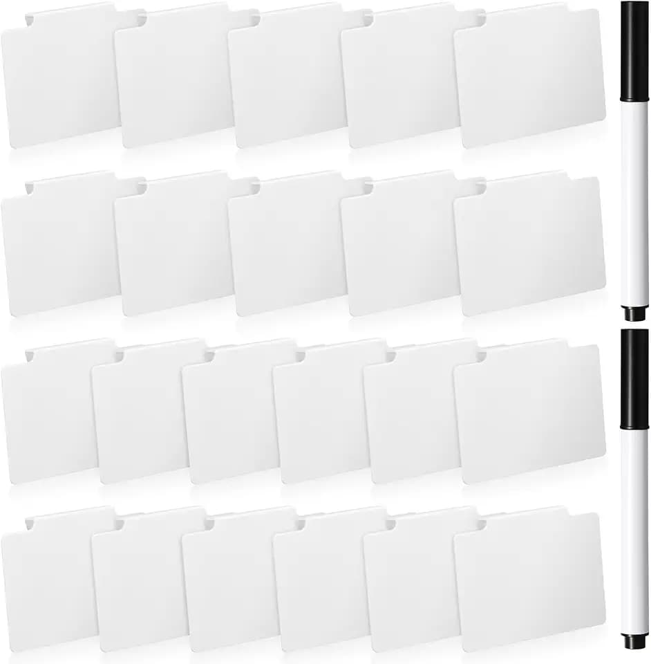 Chinco 24 Pcs Label Clips with Markers, White Clip, Black Pen
