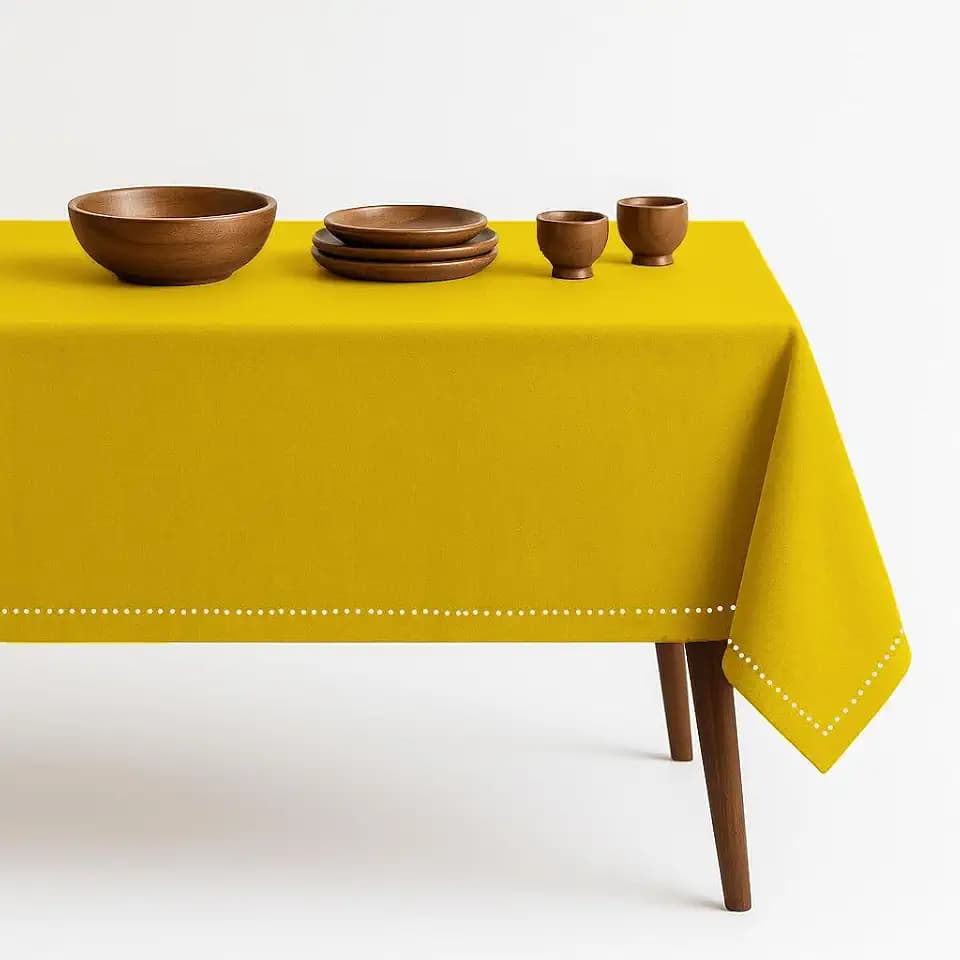 Lemon Yellow Rectangle Table Cloth, 60x102 Inch, 100% Cotton, Fits 8-10 Seats, Washable, Wrinkle Resistant, Durable, Dining Table Cover for Dinner, Birthdays, Baby Showers, Spring