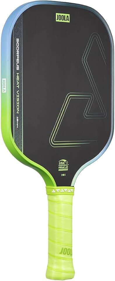 JOOLA SCORPEUS Heat Vision 16mm Pickleball Paddle - Standard Shape - Textured Carbon Fiber Surface for Spin - SK Film for Reduced Vibration - USAP Approved - NFC Chip Enabled