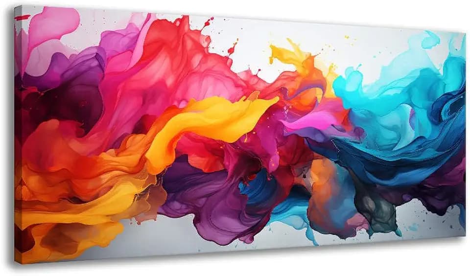 BYXART Abstract Canvas Wall Art for Living Room Colorful Artwork For Bedroom Fantasy Painting Multicolor Prints Picture for Bathroom Home Office Decoration 48L x 24W