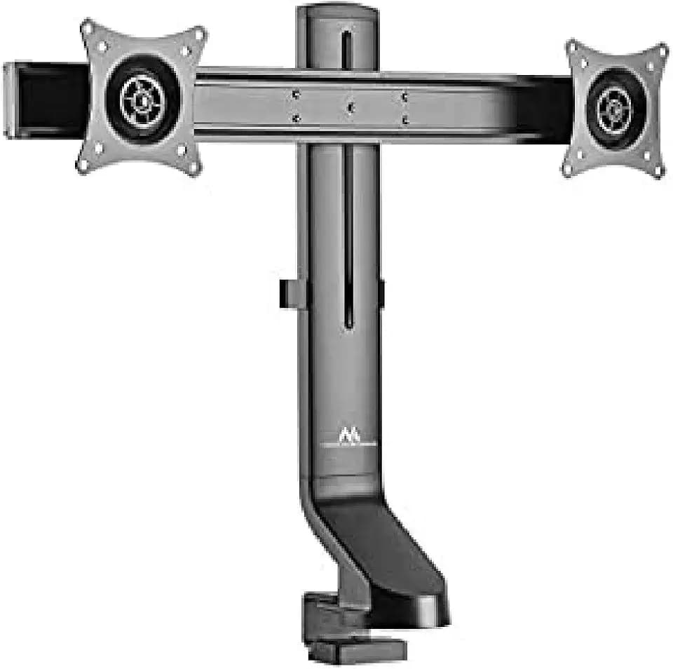 Maclean MC-854 2-Fach Monitorhalterung Tischhalterung mit Computertisch Halterung 17 bis 27" VESA 75x75 100x100 bis 8kg (für 2 Monitore)