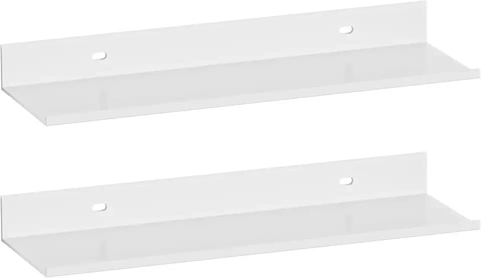 HNVNER Adhesive Floating Shelves for Wall 2 Pack, Metal Shower Shelf 40cm