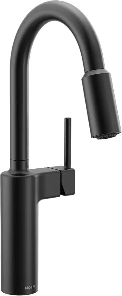 Moen Inara Matte Black Pulldown Kitchen Faucet with Power Boost, Modern Kitchen Faucet, One-Handle High Arc, Easy Installation, 87463BL
