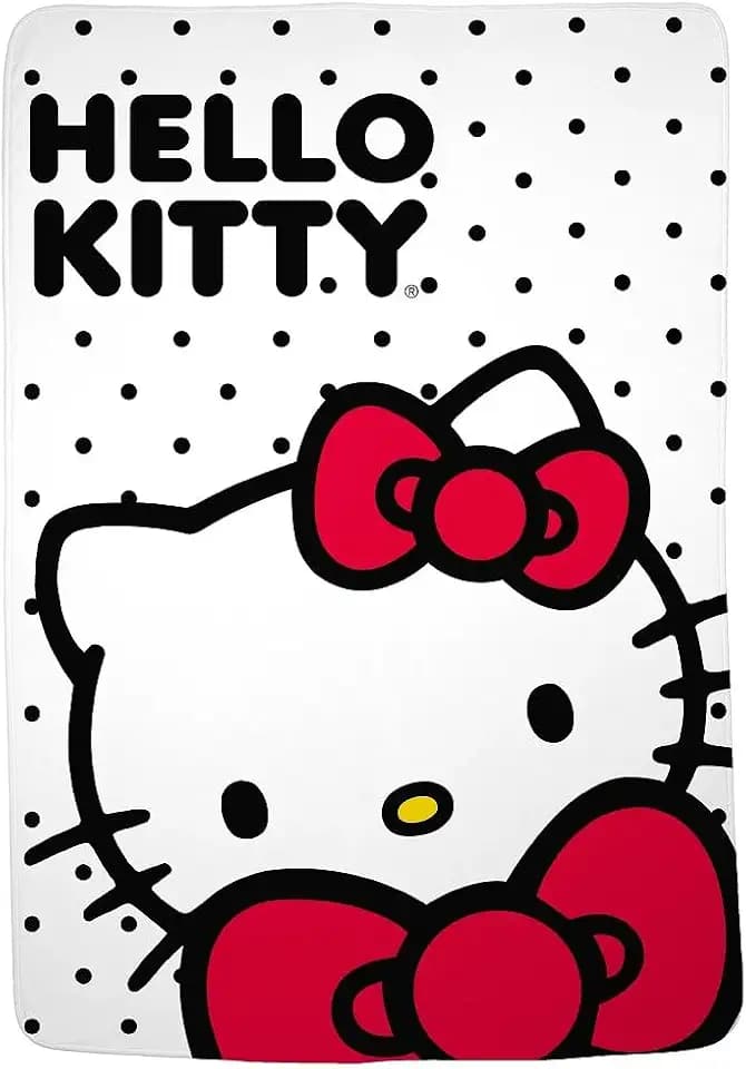 Collectibles Hello Kitty Polka Dot Bedding Super Soft Cozy Blanket, 62 in x 90 in, (Officially Licensed Product) by Franco