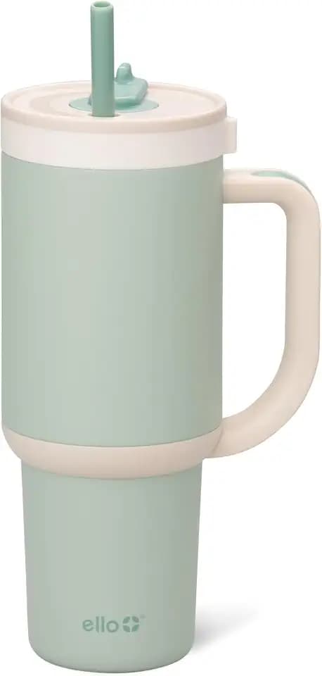 Ello Oasis 30oz Insulated Stainless Steel Tumbler with Straw, Pistachio