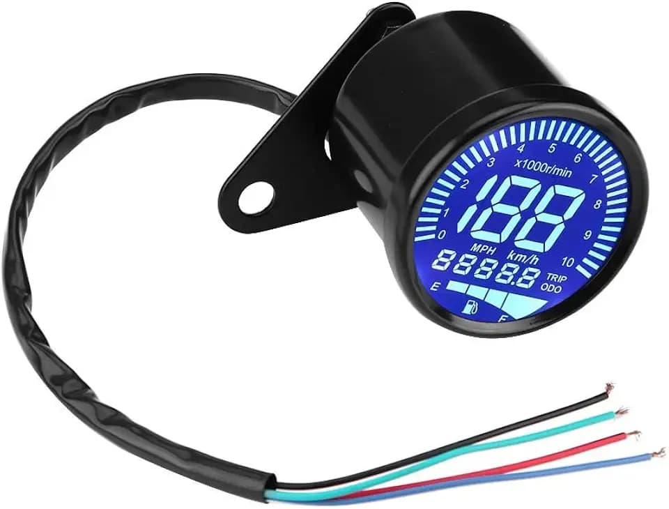 Keenso Motorrad LED Tachometer, 12V Universal 66mm Digital LED Tachometer Wasserdicht Drehzahlmesser Ölstandsmesser für 12V Motorräder
