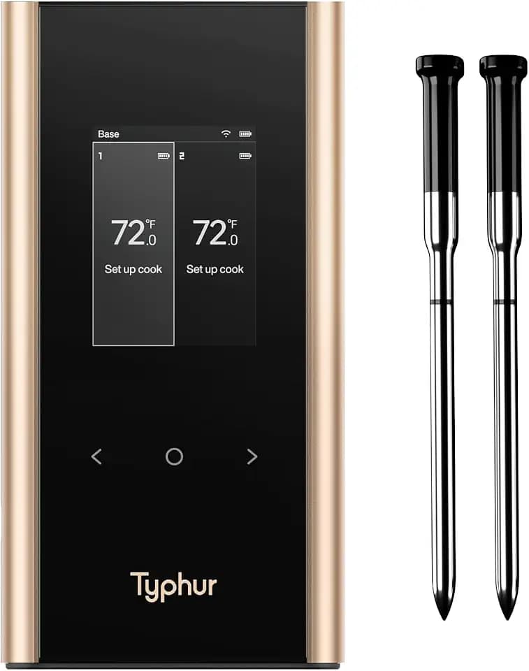 Typhur Sync Gold Wireless WiFi Meat Thermometer, 2 Slim Probes, Smart Base