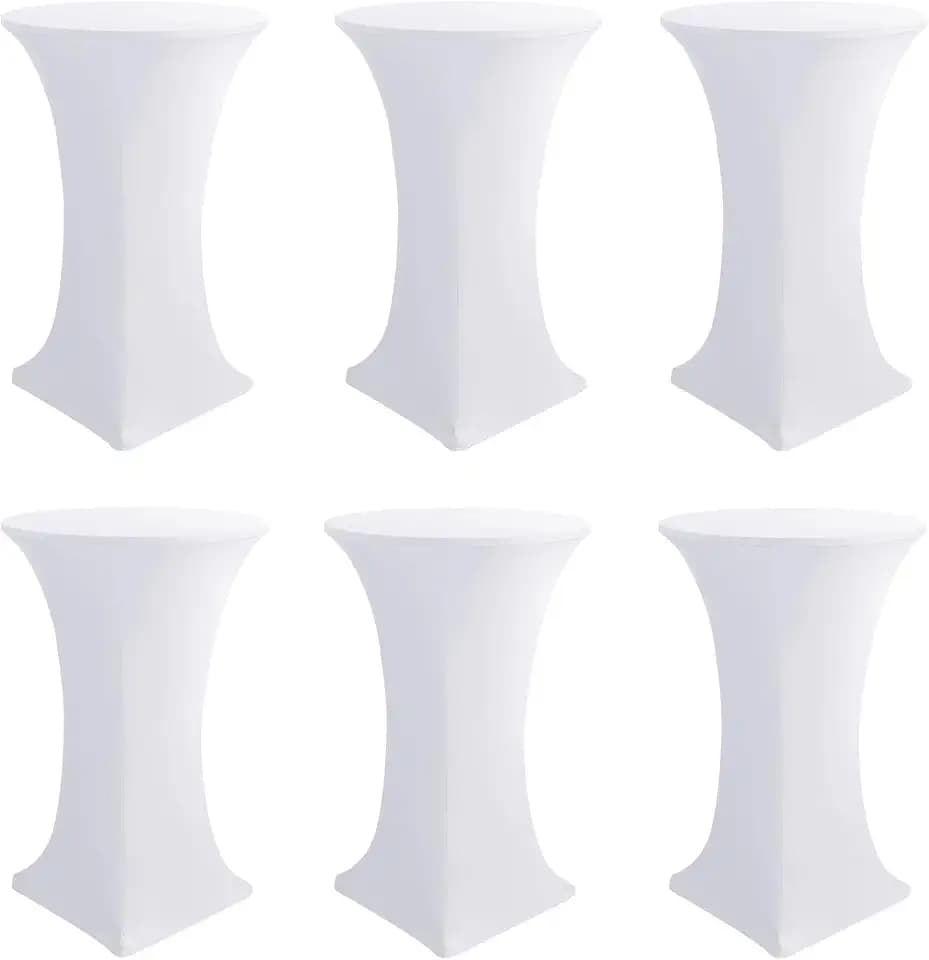 Cocktail Table Covers-White Spandex Round High Top Table Cloths Party