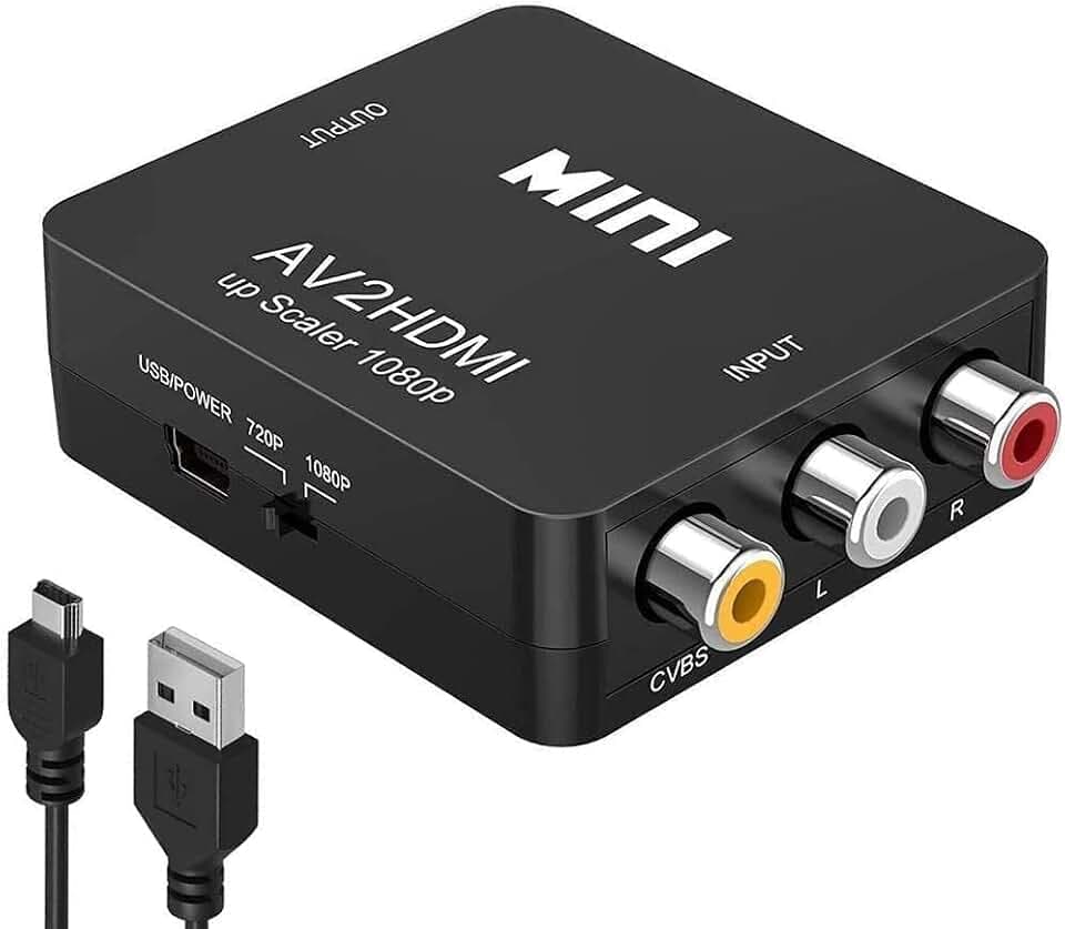 Adapter RCA auf HDMI Adapter AV auf HDMI Adapter AV auf HDMI Unterstützung 1080P mit USB-Ladekabel Schutzhülle für PC/Nintendo/Xbox / PS4 / PS3 / TV/STB/VHS/VCR/Kamera