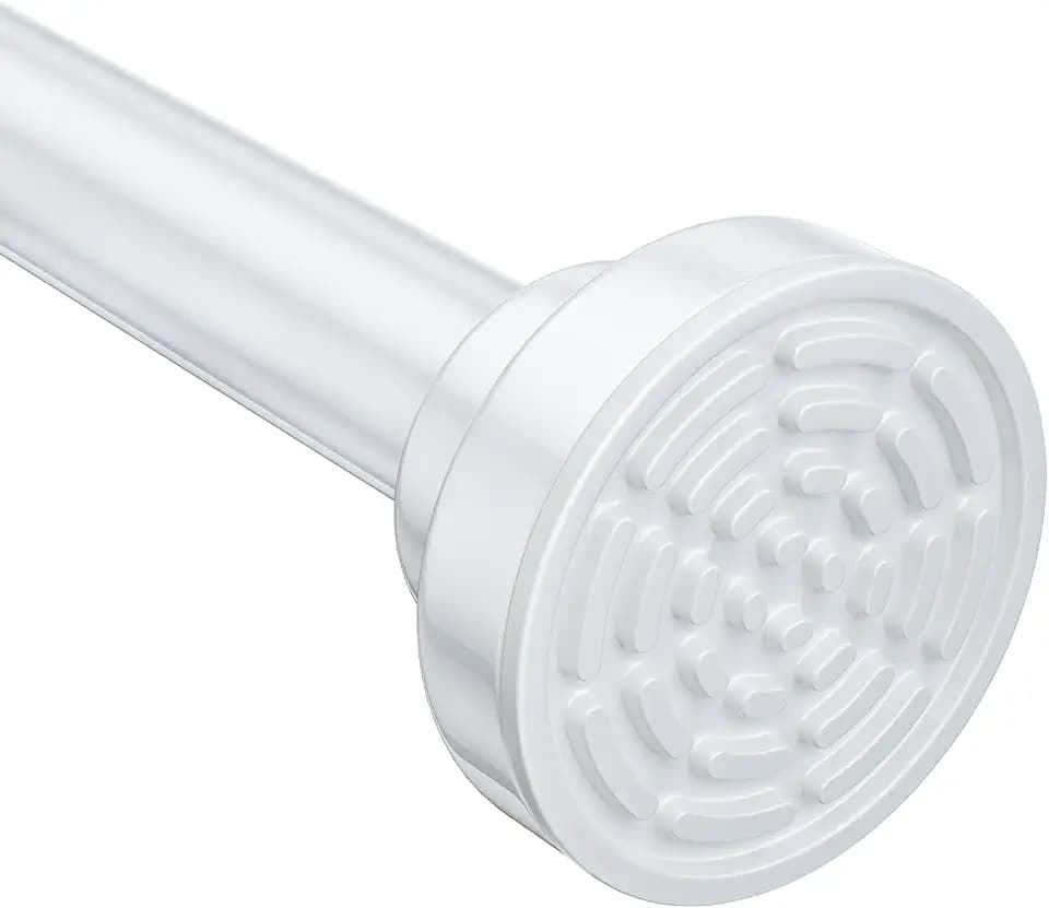 Ausemku Shower Curtain Rod - 32-68 Inch Rustproof Tension Rod, Non-Slip Spring Design, No Drilling Adjustable Curtain Rod for Bathroom, Kitchen, and Closet(White)