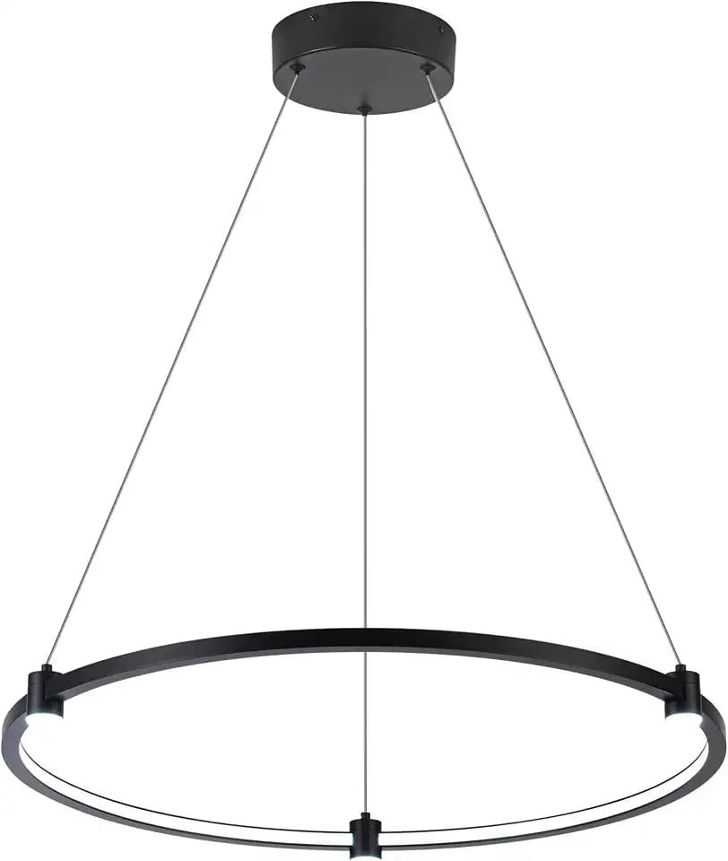 Modern Led Pendant Light,1 Circular Ring Chandelier,23.6" Black