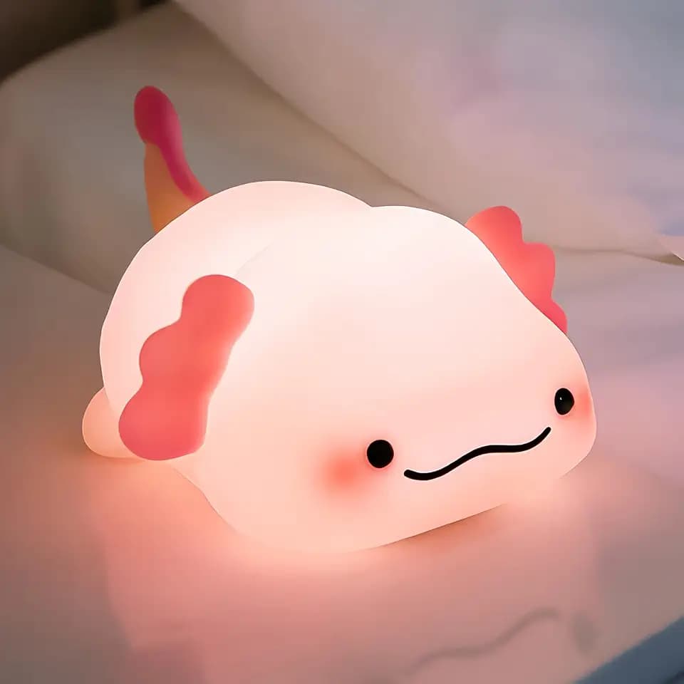 Axolotl Silicone Night Light Rechargeable 3-Level Tap Dimming