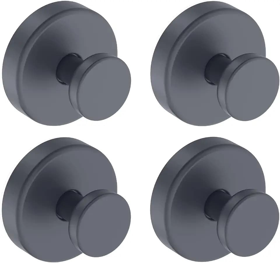 Bntuk Suction Cup Hooks for Shower, Removable Towel Hooks for Bathroom Window Glass Door Wall, Bath Robe Looafh Hook for Hanging - 4 Pack, Grey