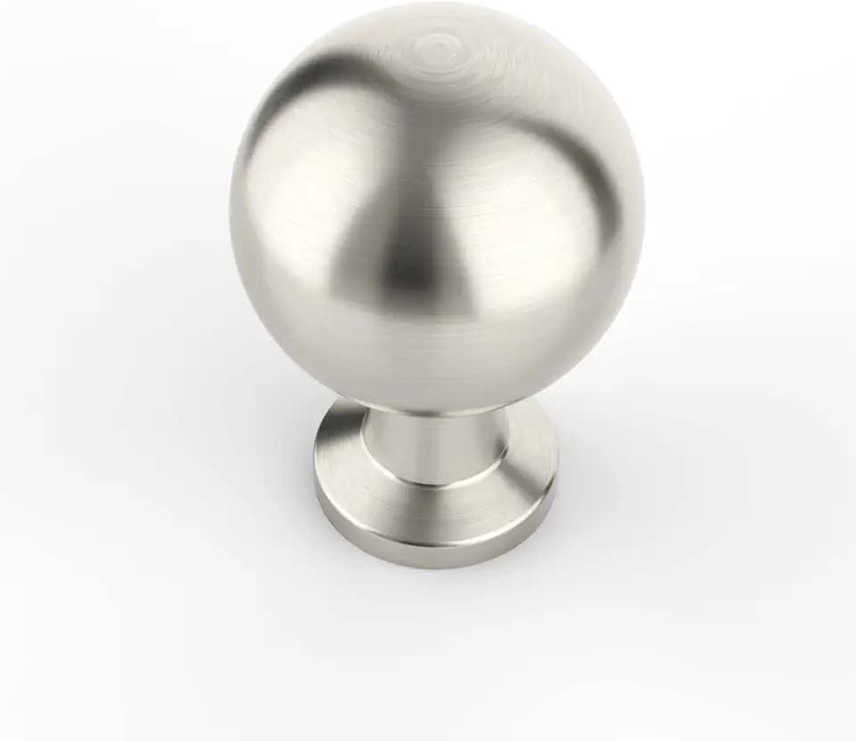 Amerdeco 10 Pack Brushed Satin Nickel Cabinet Knobs Single Hole Cabinet Pulls Round Kitchen Cabinet Knobs Solid Drawer Knobs Dresser Knobs and Pulls for Bathroom Cabinets ZH0041