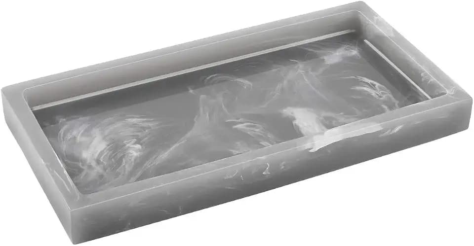 Luxspire Resin Bathroom Vanity Tray Countertop Organizer, Mini, Ink Gray