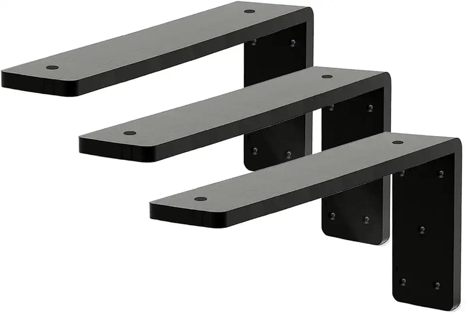 Countertop Support Bracket 16 Inch 3 Pack 3/8" Thick Heavy Duty Granite Support Bracket 16"x6"x2.5" L Shape Shelf Bracket Iron Metal Support Brackets for Granite Quartz Wood Laminate Countertops