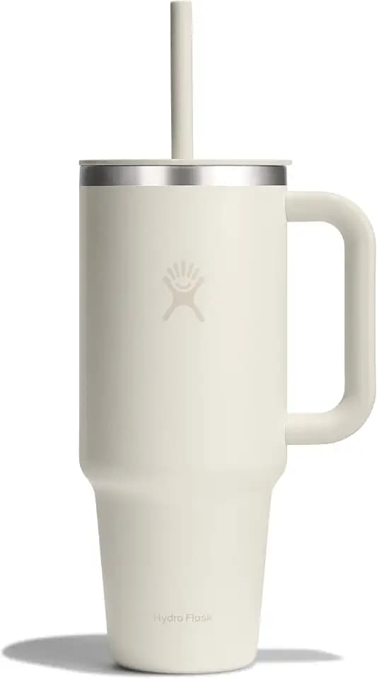 Hydro Flask 40 Oz Travel Tumbler with Handle, Lid and Straw - Insulated Stainless Steel in 40 Oz Ivory