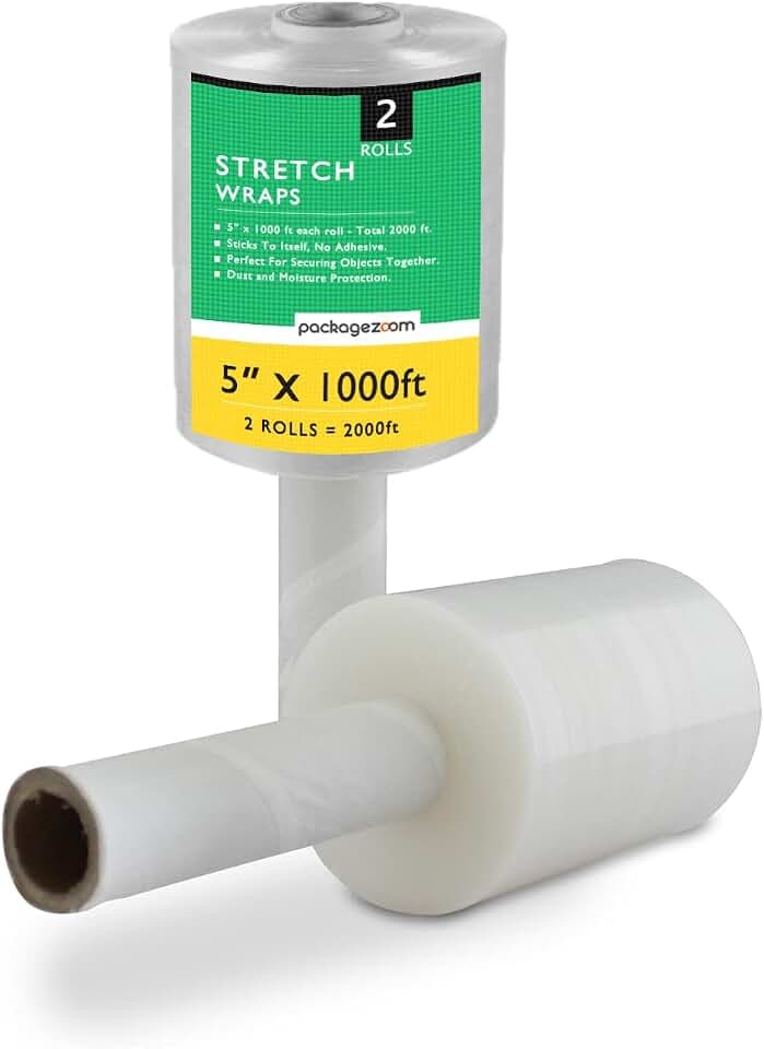 PackageZoom 1000 Feet Stretch Wrap With Handle, Clear Stretch Film