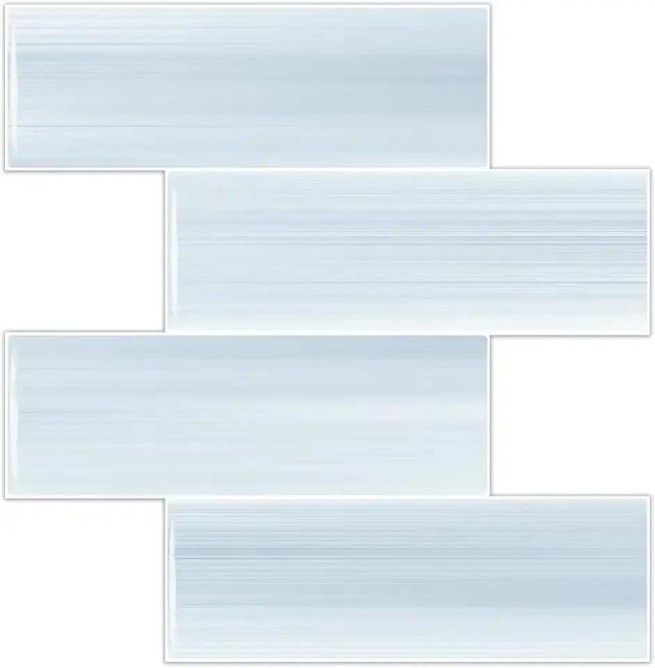 Tilingview 10PCS Peel and Stick Backsplash for Kitchen, 3"x 9" Self-Adhesive Vinyl Gel Subway Tile, Wall Tile for Home Decoration (Light Blue)