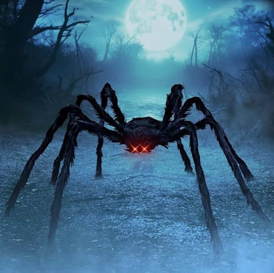 KatchOn Light Up Halloween Giant Spider 4 Ft, Halloween Outdoor Decorations