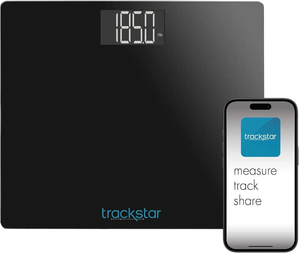 trackstar Wide-Platform Digital Body Weight Scale, Bluetooth, Black