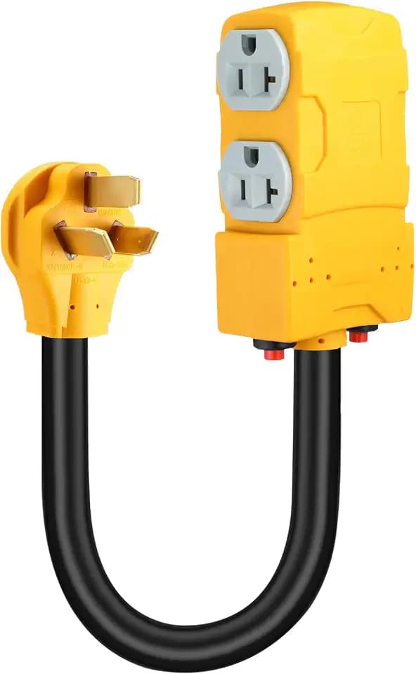 Tellegloww 3 FT 220 to 110 Adapter NEMA 10-50P to 4X 5-20R/15R with 20 Amp Circuit Breaker, 220/250V Electrical Stove/Range/Oven Male Plug Gas 110/125V Power Convert Adapter