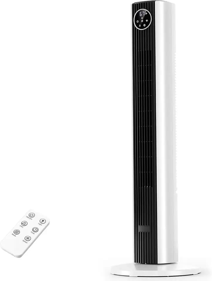 Antarctic Star Tower Fan for Bedroom 25ft/s Standing Fan 85° Oscillating Fan with Remote, 3 Speeds, 4 Modes, 12H Timer, Portable Bladeless Floor Fan for Indoors/Home/Office, SECONDARY