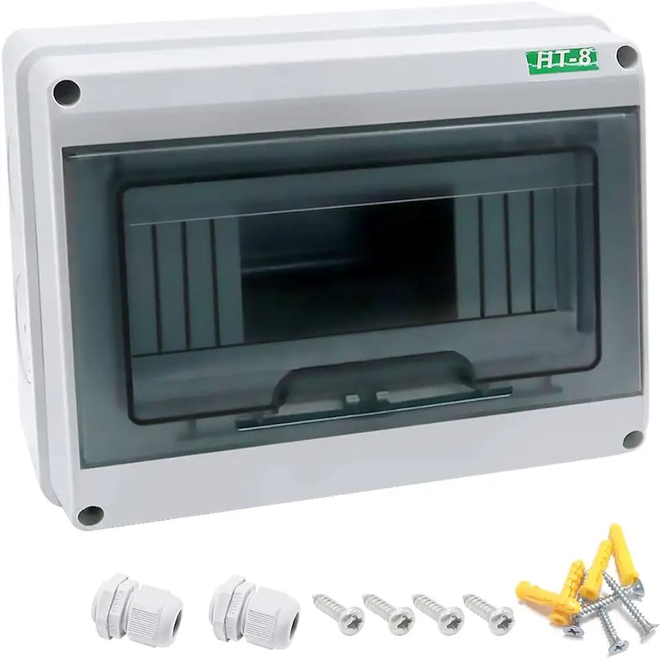 smseace Distribution Protection Box, ABS Plastic Transparent Cover Waterproof Distribution Box IP65, for Indoor Wall Circuit Breaker (8 Way)