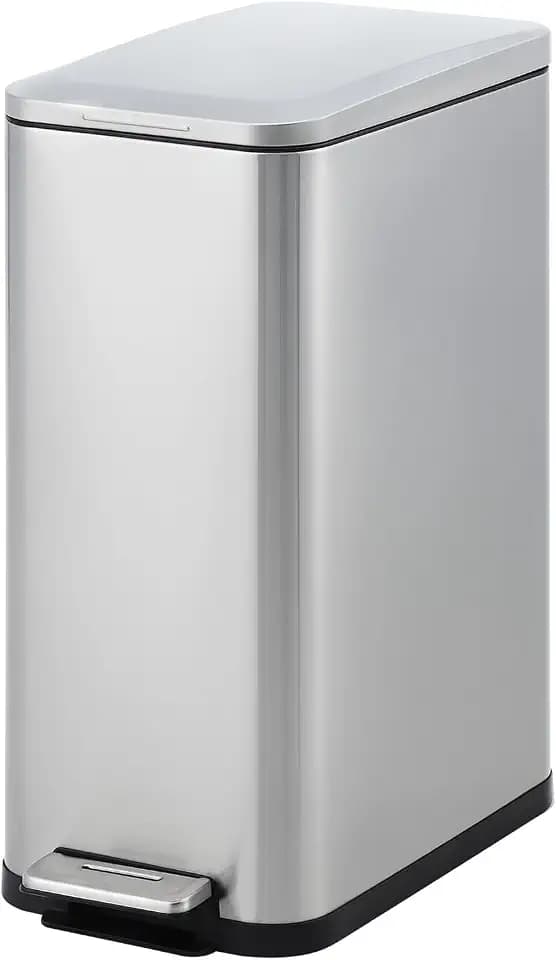 Garvee 13 Gal Kitchen Trash Can Stainless Steel Step-On Soft Close