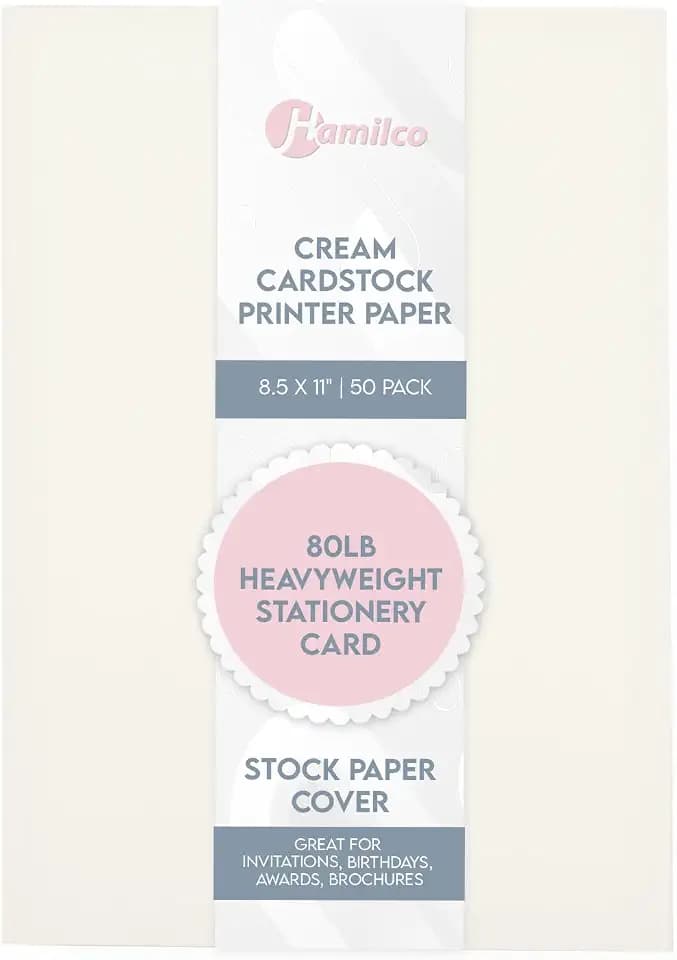 Hamilco Cream 80lb Cover Heavy 8.5x11 Cardstock for Invitations (50PK)