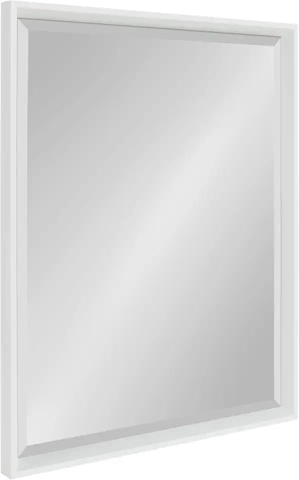 Kate and Laurel Calter Modern Decorative Framed Beveled Wall Mirror, 24 x 30, White, Contemporary Rectangle Vanity Mirror for Use as Bathroom Mirror for Over Sink or Refined Entryway Mirror