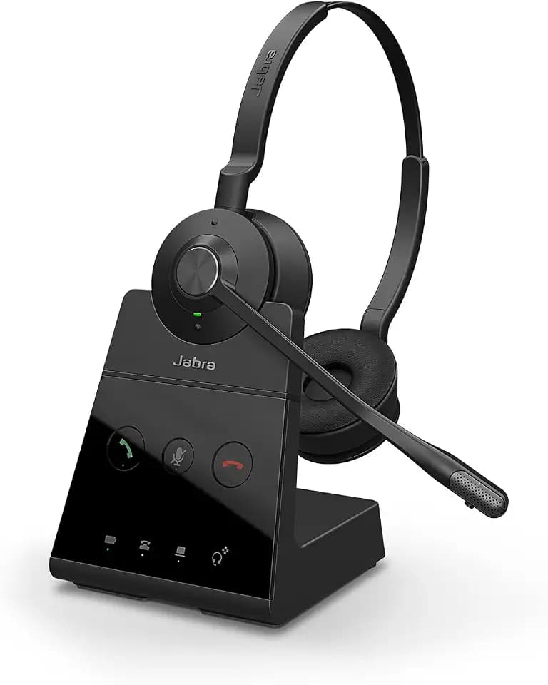 Jabra Engage 65 SE Schnurloses Stereo-Headset für professionelle Anrufe, DECT-Sicherheit, 13-Stunden-Akku, ganztägiger Basis, Netzteil, USB-C-Kabel, Kompatibilität der Meeting App
