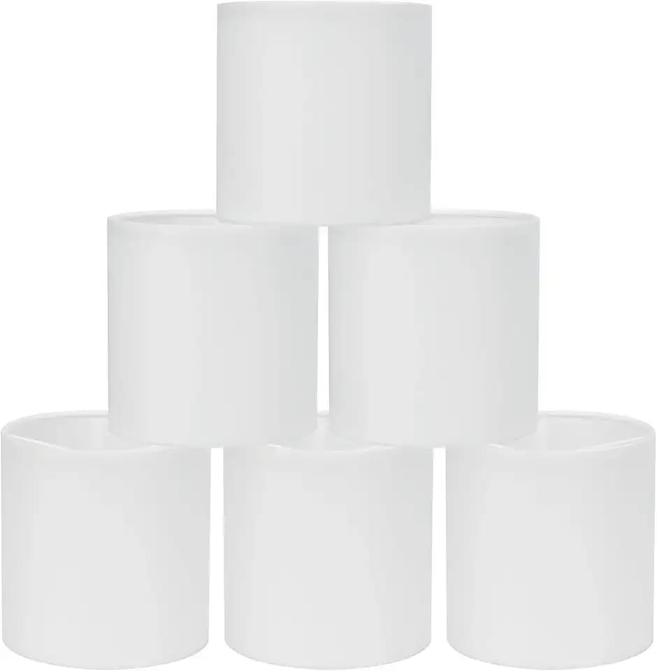 KIKI Off White Clip-on Modern Drum Fabric Lamp Shades Set of 6, 5"5"H5", For Candle Bulb and Small General Bulb