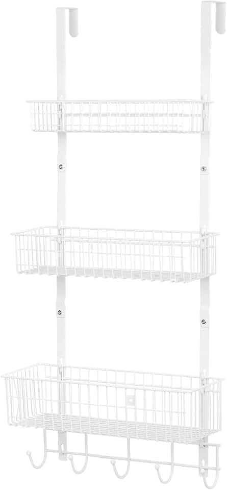 YBING Over The Door Organizer with Hooks, 3 Tier Door Hanger, White