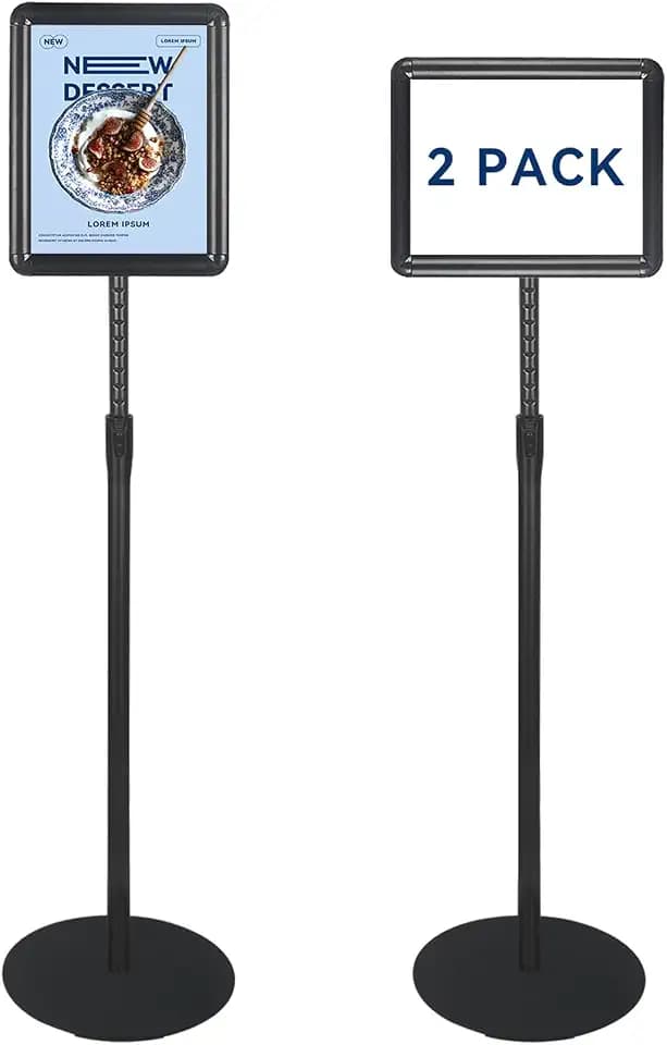 2PACK Sign Stand Holder 8.5×11-Inch Adjustable Floor Standing Poster Stand with Heavy Duty Base for School Church Business Show,Black