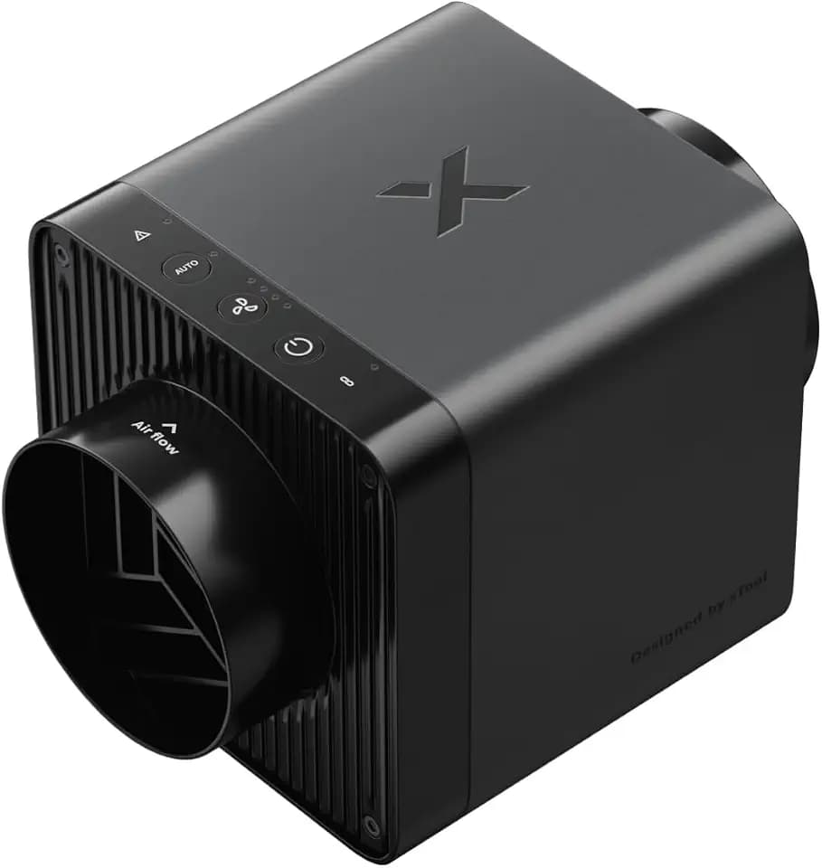 xTool SafetyPro IF2 2.0 Hyper Flow Inline Duct Fan, 14000RPM Dual Fans, 5” Smoke Extractor for Laser Cutting with EC Motor, Auto-Sync Control, Quiet Mode, Washable, Flexible 2.3m Tube
