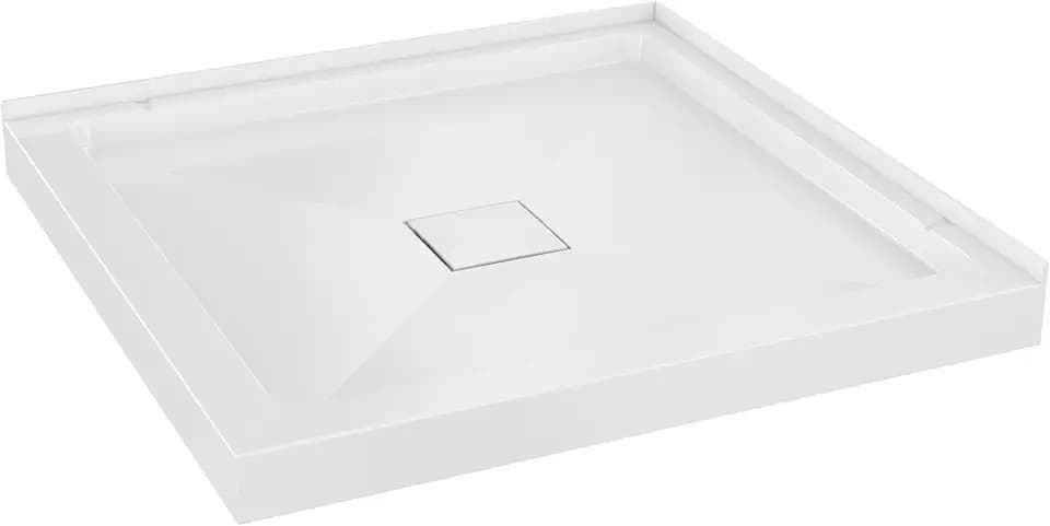 Carlton Marquette 36" x 36" Double-Threshold Shower Pan Base with Center Drain in Glossy White