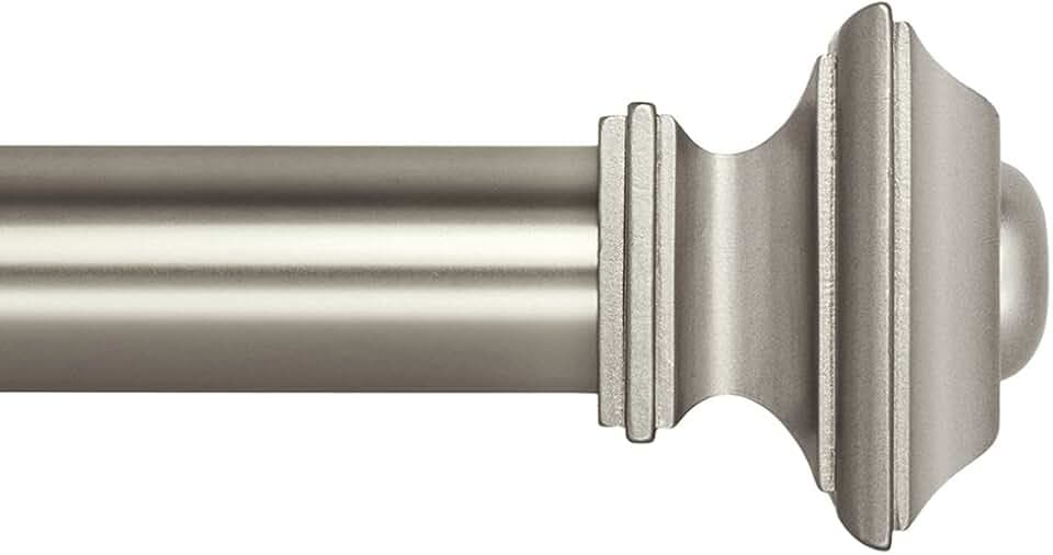 Ivilon Drapery Treatment Window Curtain Rod - Square Design 1 1/8 Rod. 48 to 86 Inch. Satin Nickel