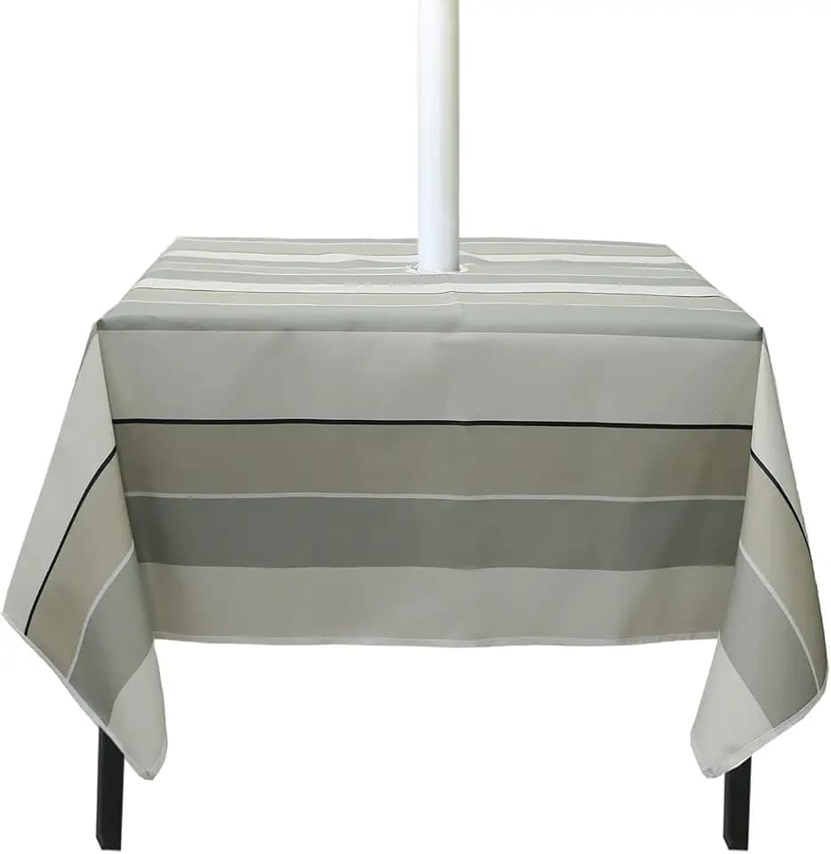 Square Outdoor Tablecloth Square with Umbrella Hole with Zipper Waterproof, Summer Vinyl Table Cover for Picnic Garden, 60" L *60" W Nautical