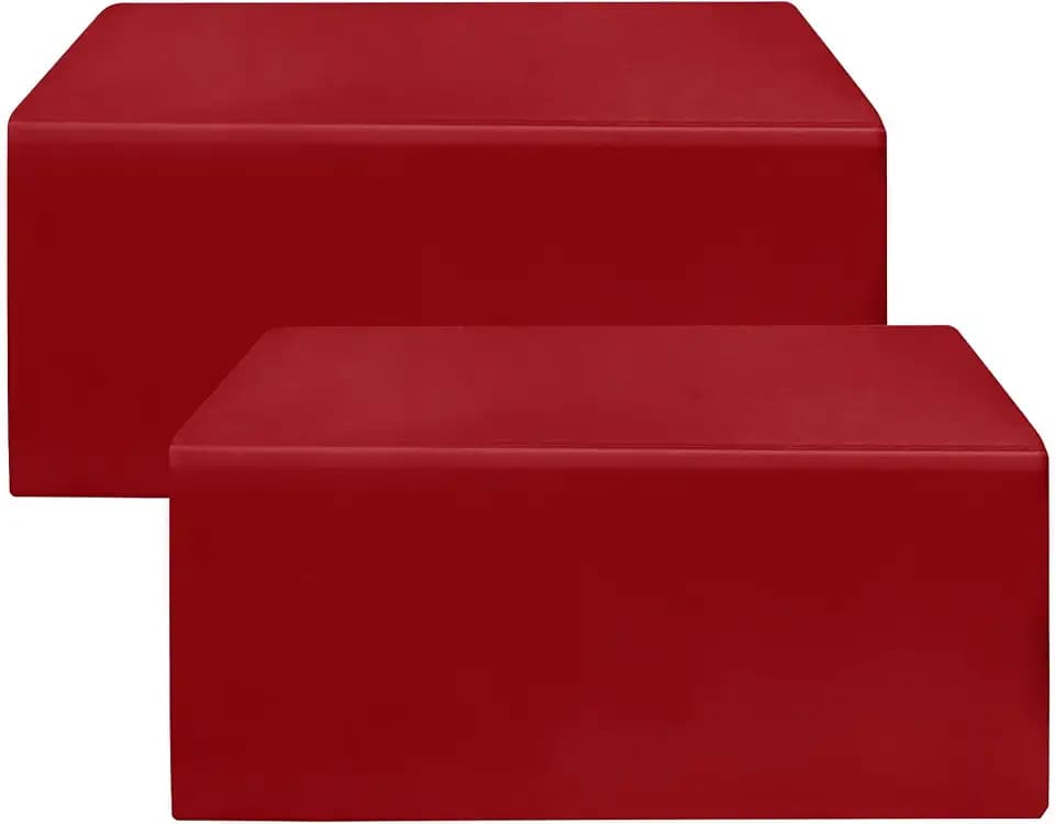 HolidayIdeas 2-Pack Red Fitted Tablecloths for 6ft Tables Christmas Decor