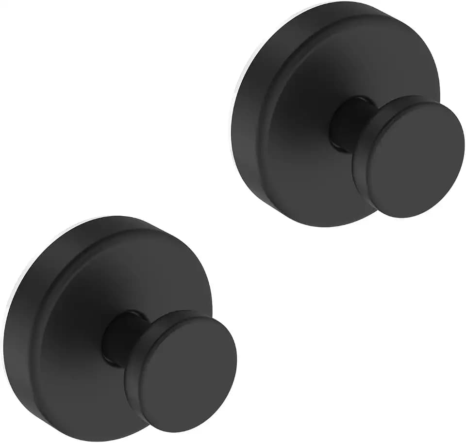 Suction Cup Hooks for Glass Window, Mirror, Wreaths - Black (2 Pack)