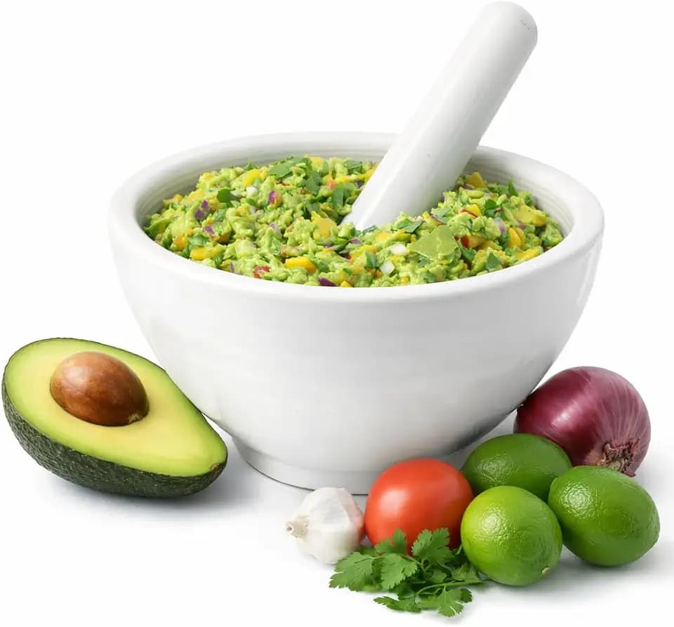 Guacamole Masher Set, 7 in Ceramic Bowl with Pestle