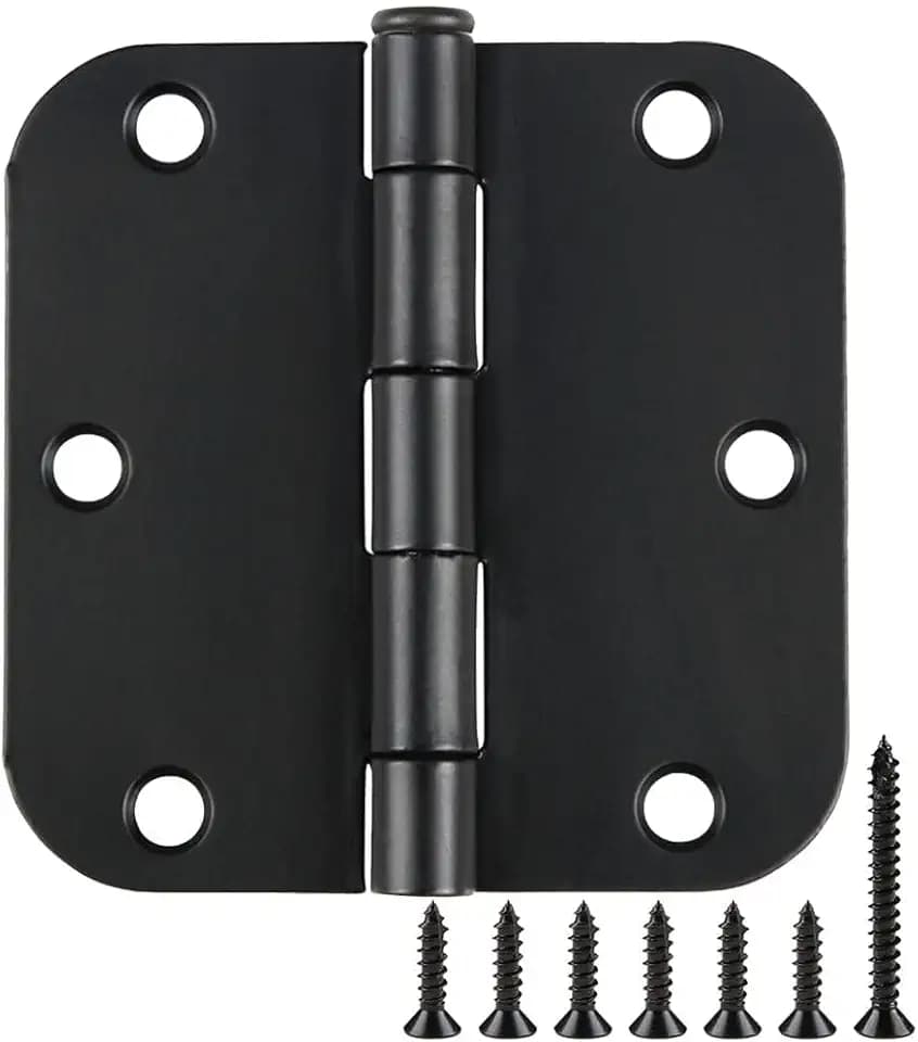 TDCHINGES Rounded Door Hinges Matte Black 3.5" x3 ½ Interior Decor 24 Pack
