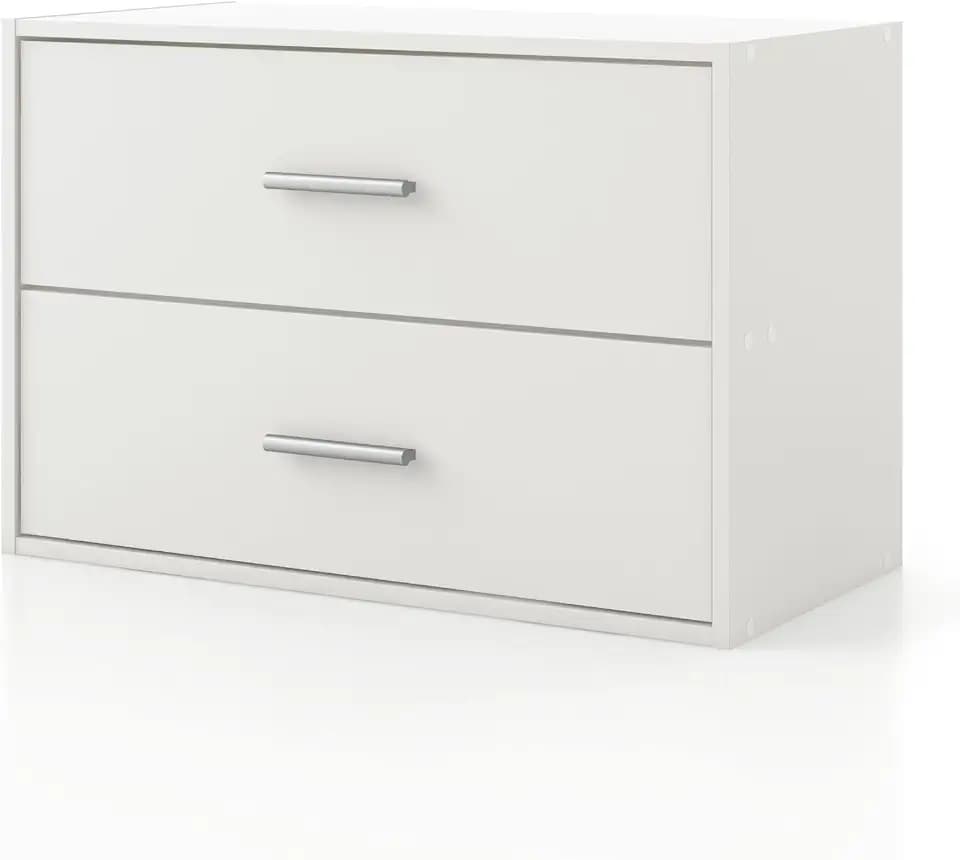 Homes: Inside + Out Apexa 2-Drawer Wooden Stackable Storage Drawers, Small Food Pantry Cabinet, Cajonera De Madera, Underbed Drawer Dorm Teen Room Decor & Bedroom, Home Office, Kitchen, White