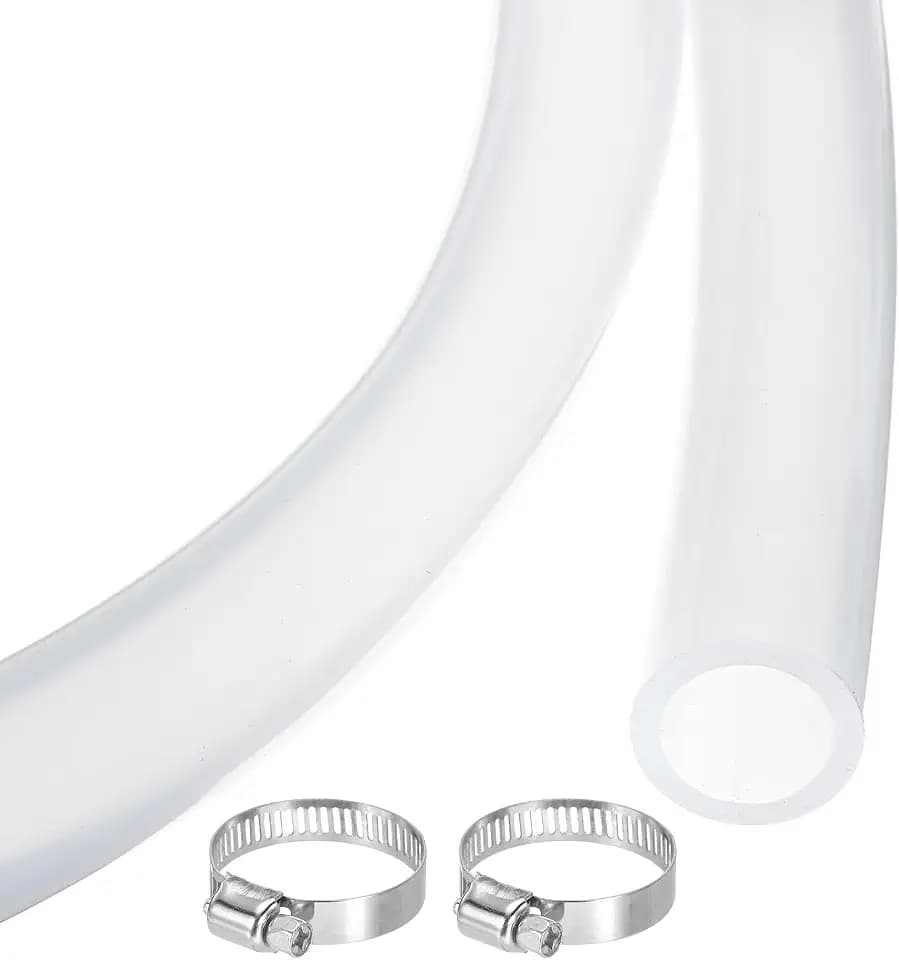 MECCANIXITY 5ft Clear Silicone Rubber Tubing 1" ID 1 1/8" OD Plastic Tube Flexible Air Hose for Brewing, Wine Making, Pump Siphon, 25mm x 29mm, with 2pcs Clamps
