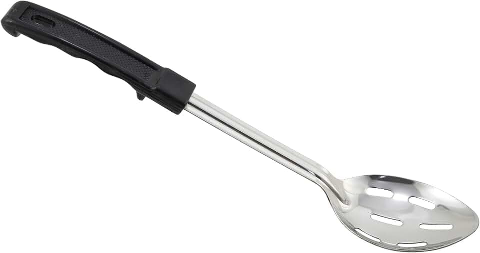 Winco 13" Prime Stainless Steel Basting Spoon with Stop Hook Handle