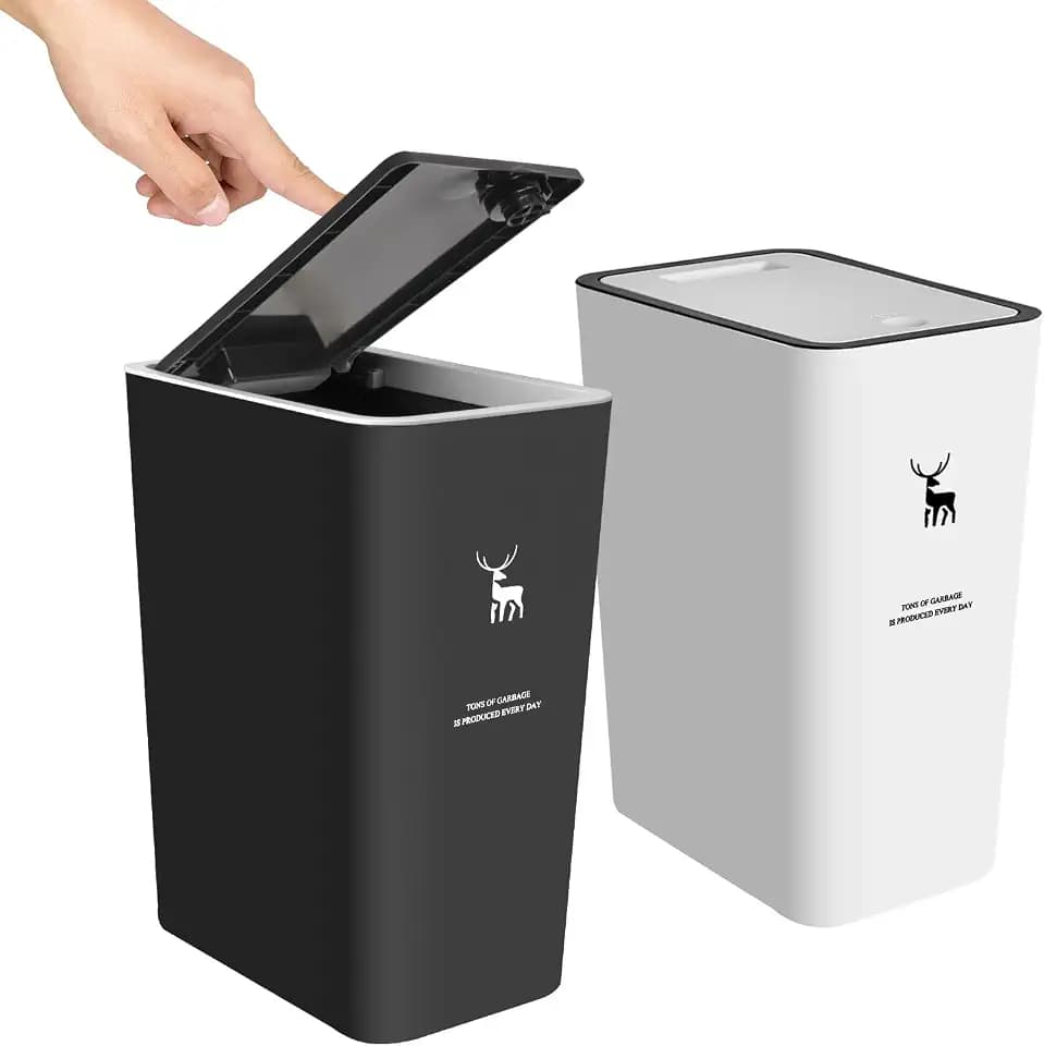 XPIY Trash Can with Lid, 2 Pack 4 Gallons/15 Liters Garbage Can