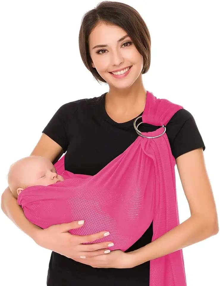 CUBY Water Baby Sling Carrier Lightweight Breathable Mesh Baby Wraps Carrier Adjustable Ring Sling Quick-Drying Baby Carriers Sling for Newborn Toddler Summer Swimming Pool Beach (Pink)